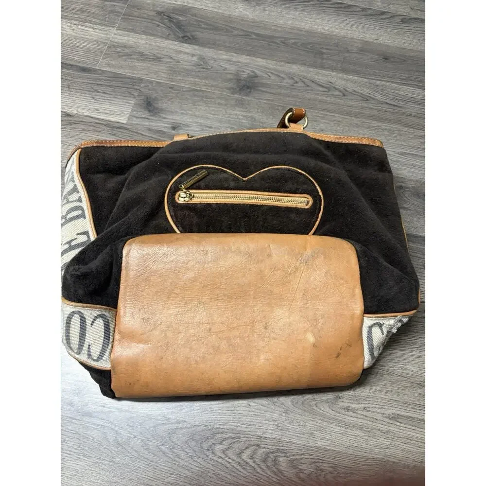 Juicy Couture Baby Brown Suede Leather Diaper Bag Tote Purse